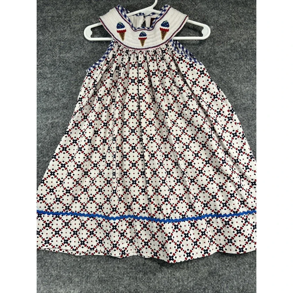 Lil Cactus Girl's Size 3T Patriotic Ice Cream Smocked Dress
